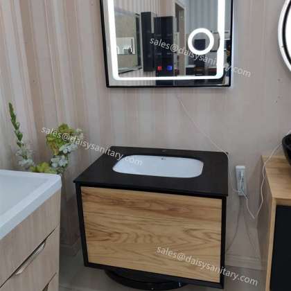 Daisy black with wood colour bathroom cabinet with led mirror